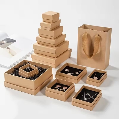 comprar Capa y base de las cajas de joyería Kraft ligero personalizable con inserción de espuma online manufacture