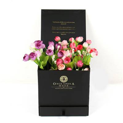 購入 黒い四角紙の花ギフトボックス チョコレート用引き出しのカスタムロゴ online manufacture
