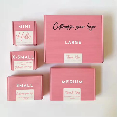 Buy Custom Logo Printing Cardboard Shipping Mailer Box Pink Cosmetics Mailing Packaging Boxes With Raffias online manufacture