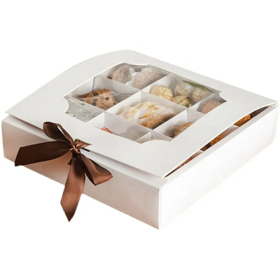 comprar Caja de embalaje de postres de rosquilla de papel blanco personalizado con divisor de rejilla online manufacture