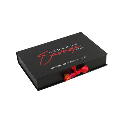 Hot Luxury Custom Logo Paper Black Book Shape Rigido Cartone Nastro Cartone Regalo Con Satin