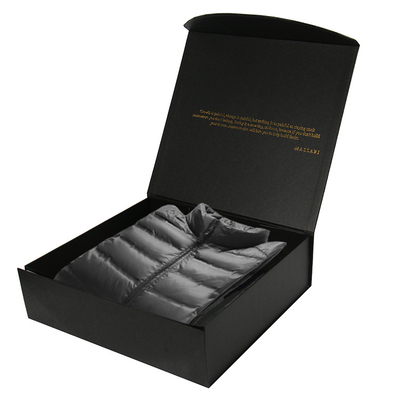 Caja de regalo plegable de lujo negro mate magnético de cartón rígido reciclable