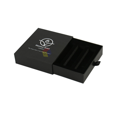 Matte Negro Cosmético Conjunto de cartón Regalo Slide Caja de cajón con espuma Insert Liner tipo Esponja