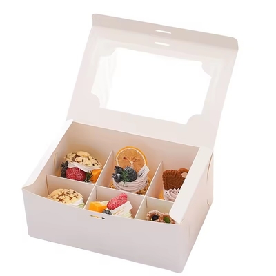 Custom Food Grade Kraft vouwbaar transparant raam Bakkerij Cupcake Box En Verpakking Met Paper Inserts