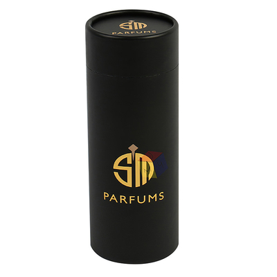 Black Cardboard Essential Oil Paper Box Cylinder Paper Custom Cosmetic Tubes