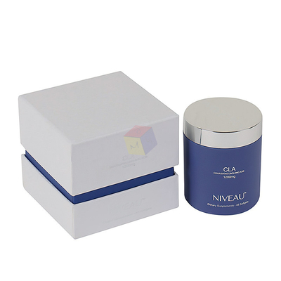 White Cosmetic Paper Rigid Cardboard Glass Jar Boxes Packaging With Foam Custom Logo