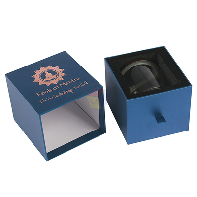 Papel de cartón rígido hecho a mano Logotipo personalizado Lugar de lujo cajón deslizante Candela perfumada Caja de regalo Embalaje con inserción de espuma