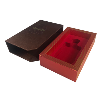 Luxo Custom Hot Foil Logo Pull Out Drawer Cartão Perfume Gift Packaging Box Para 30ml 50ml Botão Com Insert