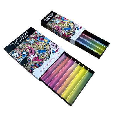 Embalaje de papel de cigarrillo a prueba de niños Pre-Roll Box Impresión personalizada Retirar cajón con divisor de papel