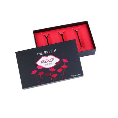 Großhandel Schwarz und Rosa Custom Logo Kosmetik Set Papier Lippenglans Verpackung Box Deckel und Basis Design mit Einsatz