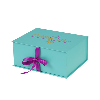 Custom Logo Print Magnetische doos Haarverlenging Bundle Doos met aangepast ontwerp en lint sluiting