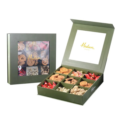 Luxury Fancy Magnetic Close Paper Dessert Baklava Sweet Box Packaging With Window