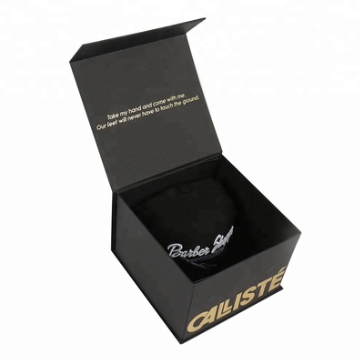 Wholesale Custom Logo Black Magnetic Gift Packaging Folding Hat Box Paper Rigid Cardboard
