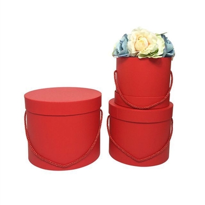 Different Color Custom Cardboard Gift Round Cylinder Bouquet Flower Box Packaging With Handle